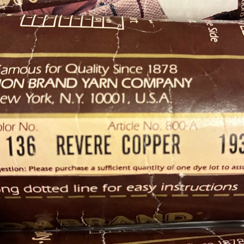 Lion Brand Cape Cod 100% Pure Virgin Wool Yarn Revere Copper 6 Skeins Vintage